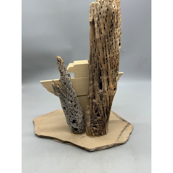 Wood Native American Style Thunderbird Sculpture Feathers Bead southwestern READ - Picture 4 of 7